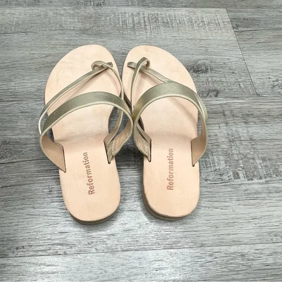 Reformation Gold Sandals Size 6 NWOB