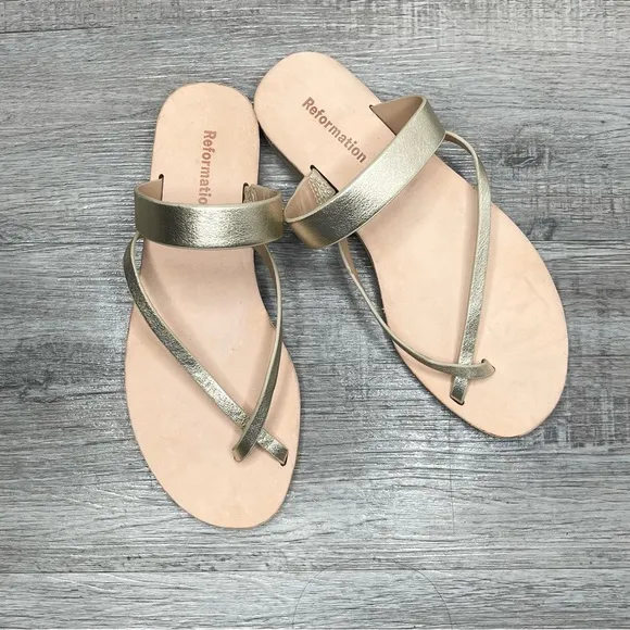 Reformation Gold Sandals Size 6 NWOB