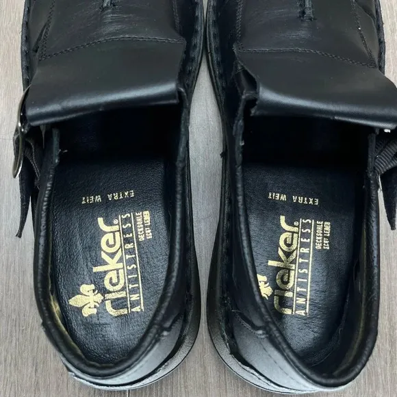 Reiker Shoes Mens Sz 44 US 10.5 Anti Stress Fisherman Comfort Leather Black