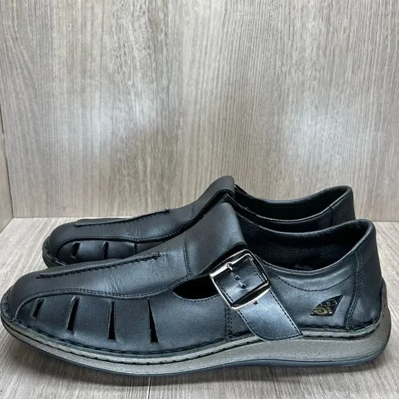 Reiker Shoes Mens Sz 44 US 10.5 Anti Stress Fisherman Comfort Leather Black