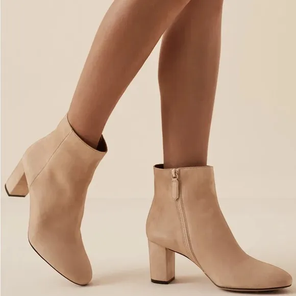 REISS Florens Suede Block Heeled Boots Women’s Sz 9.5