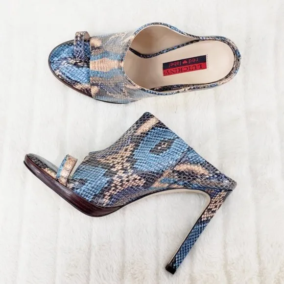 Rev it up slip on blue snake Leather Sandal Shoes