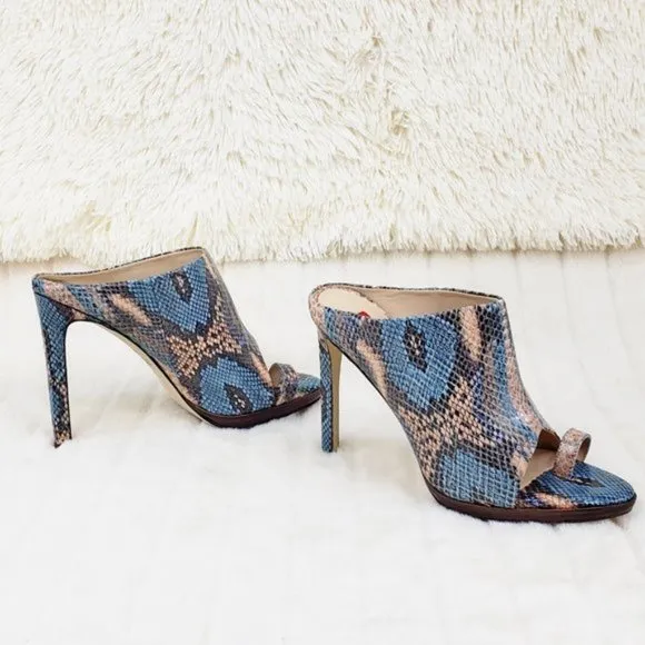 Rev it up slip on blue snake Leather Sandal Shoes