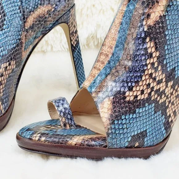Rev it up slip on blue snake Leather Sandal Shoes