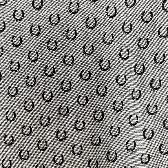 Roper Wear the West Gray Black Novelty Horse Shoes Snap Down Shirt Size M