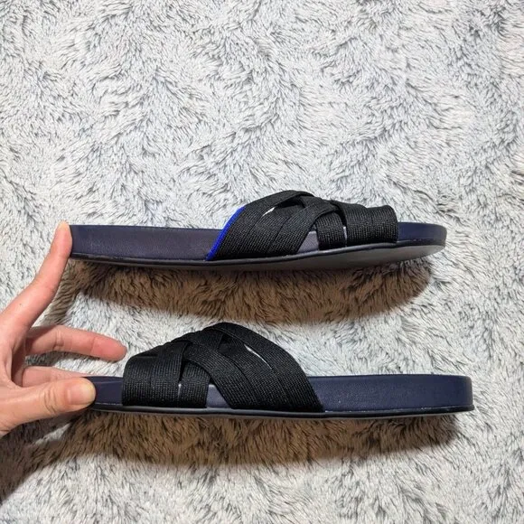 Rothy’s Slide Sandals Navy Blue Black Sky Night Sandals 7.5