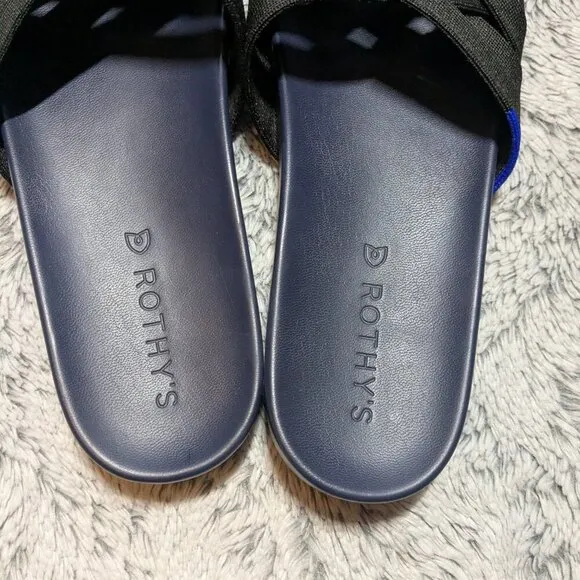 Rothy’s Slide Sandals Navy Blue Black Sky Night Sandals 7.5