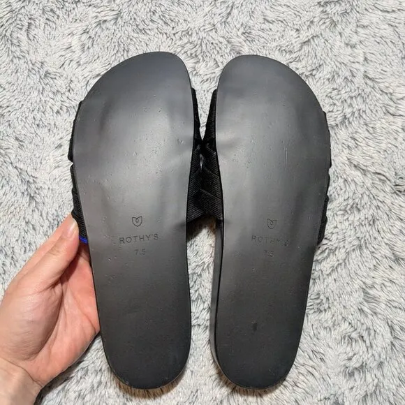 Rothy’s Slide Sandals Navy Blue Black Sky Night Sandals 7.5
