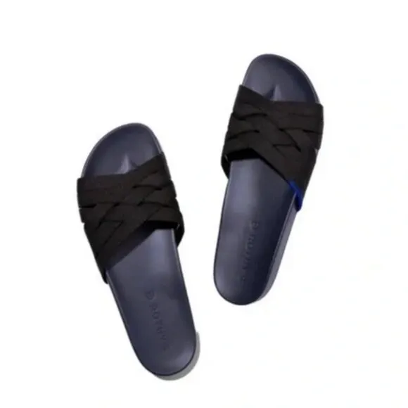Rothy’s Slide Sandals Navy Blue Black Sky Night Sandals 7.5