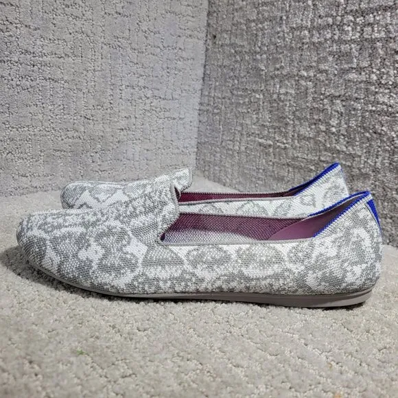Rothy's The Loafer Women's Size 10.5 US Grey Snake Round Toe Slip on Flat Shoes