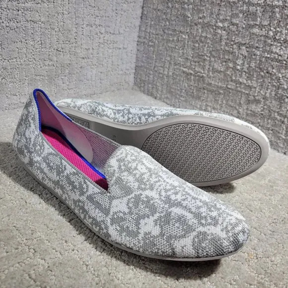 Rothy's The Loafer Women's Size 10.5 US Grey Snake Round Toe Slip on Flat Shoes