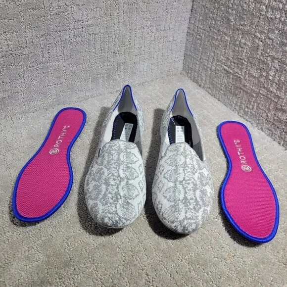 Rothy's The Loafer Women's Size 10.5 US Grey Snake Round Toe Slip on Flat Shoes