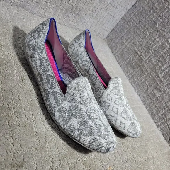 Rothy's The Loafer Women's Size 10.5 US Grey Snake Round Toe Slip on Flat Shoes
