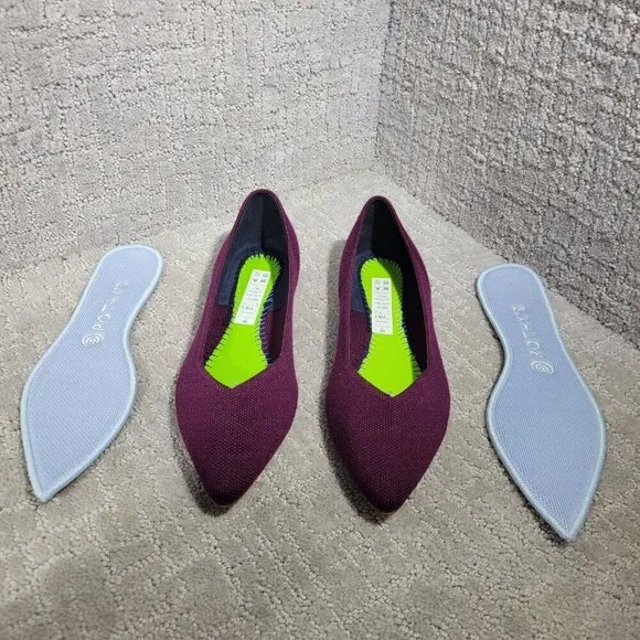 Rothy's The Merino Women's Size 8.5 US Aubergine Purple Pointed Slip on Shoes