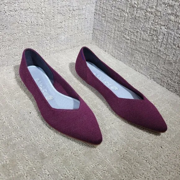 Rothy's The Merino Women's Size 8.5 US Aubergine Purple Pointed Slip on Shoes