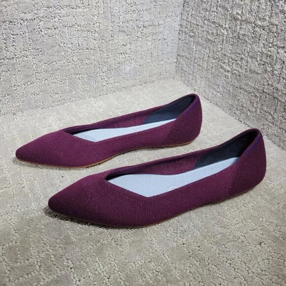 Rothy's The Merino Women's Size 8.5 US Aubergine Purple Pointed Slip on Shoes