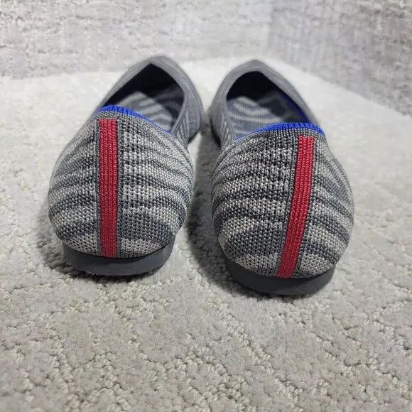 Rothy's the Point Grey Zebra Pointed Toe Slip On Flat Shoes Women's Size 7 US