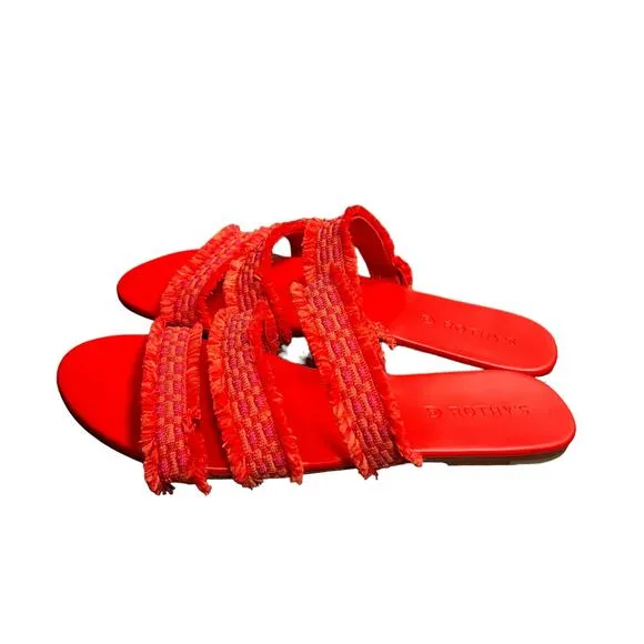 Rothy’s Triple Band Fringe Sandals in Red Women’s Size 10