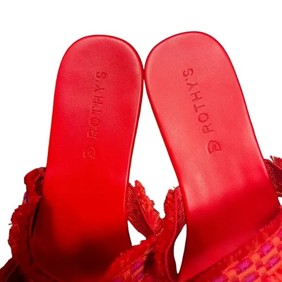 Rothy’s Triple Band Fringe Sandals in Red Women’s Size 10