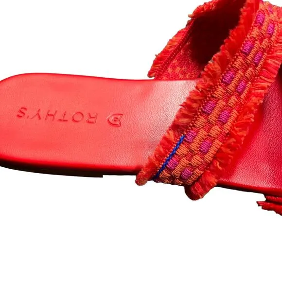 Rothy’s Triple Band Fringe Sandals in Red Women’s Size 10