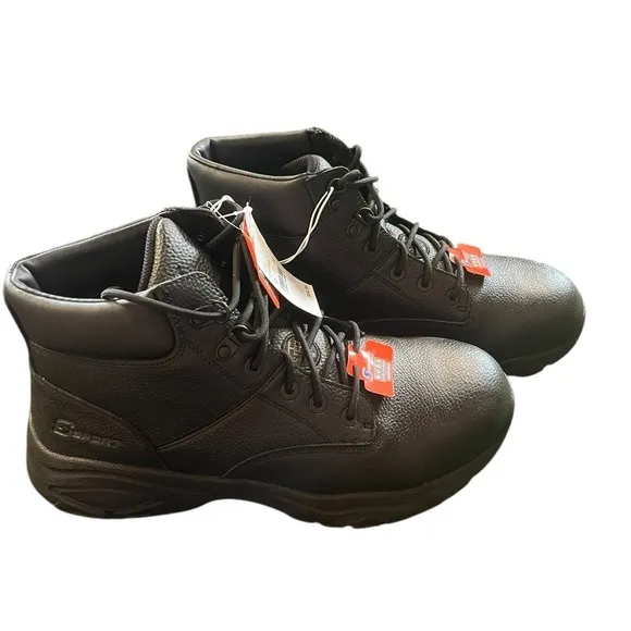 S Sport By Skechers Men's Elton Steel Toe Leather Work Boots - Black