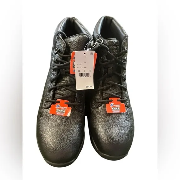 S Sport By Skechers Men's Elton Steel Toe Leather Work Boots - Black