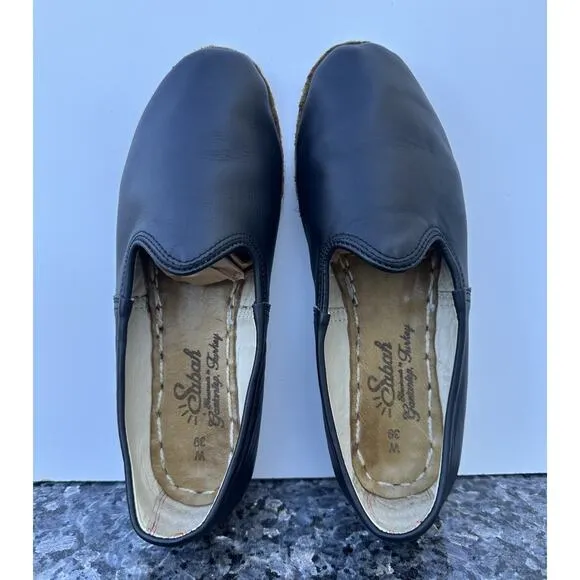 Sabah Women’s Size 39 US Sz 8.5 Slip On Shoes Black Leather