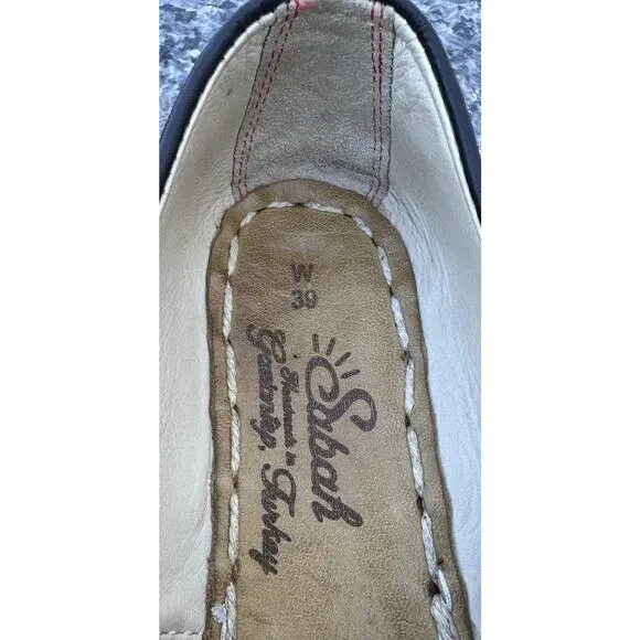 Sabah Women’s Size 39 US Sz 8.5 Slip On Shoes Black Leather