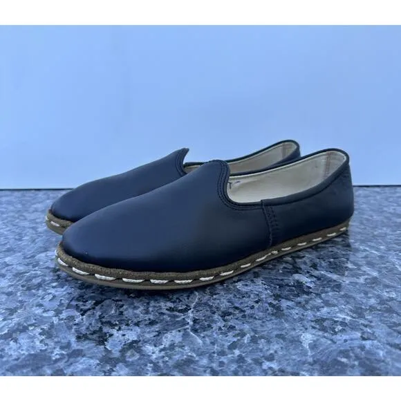 Sabah Women’s Size 39 US Sz 8.5 Slip On Shoes Black Leather