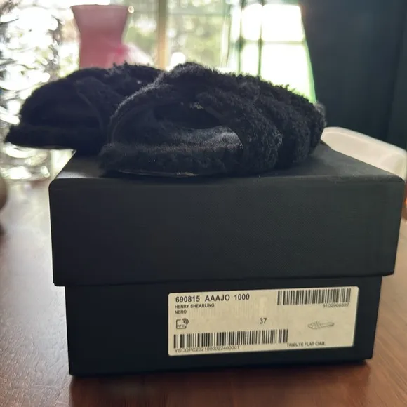 Saint Laurent Tribute Shearling Sandals