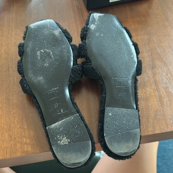 Saint Laurent Tribute Shearling Sandals