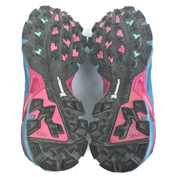 Salewa WS Lite Train K Shoes 6.5 Blue Pink Hiking Michelin Sole Womens Sneaker
