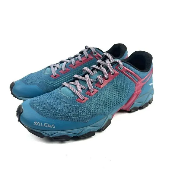 Salewa WS Lite Train K Shoes 6.5 Blue Pink Hiking Michelin Sole Womens Sneaker