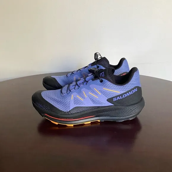 Salomon pulsar trail women’s violet blue and black running outdoor shoes size 9