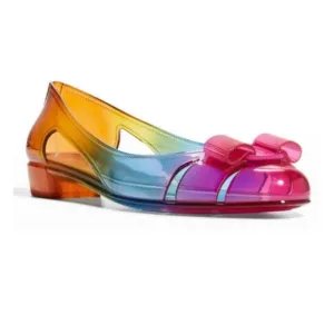💖SALVATORE FERRAGAMO RAINBOW JELLY BALLERINA FLATS SHOES 5