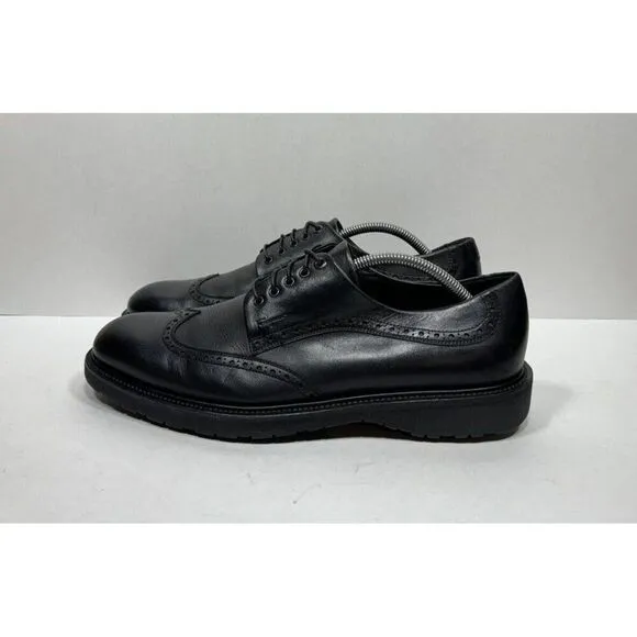 Salvatore Ferragamo Concorde Mens 10.5 EE Wide Black Calf Leather Wingtip Shoes