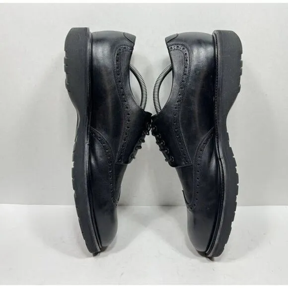 Salvatore Ferragamo Concorde Mens 10.5 EE Wide Black Calf Leather Wingtip Shoes
