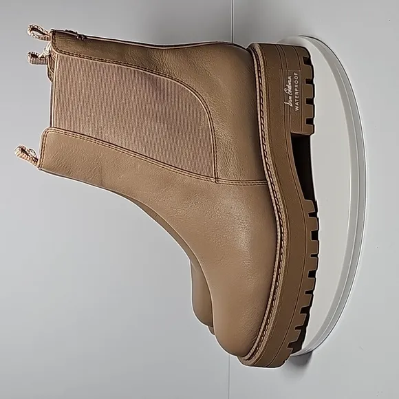 Sam Edelman Laguna Chelsea Boots Lug Sole Waterproof Pull-On‎ Leather Beige 9