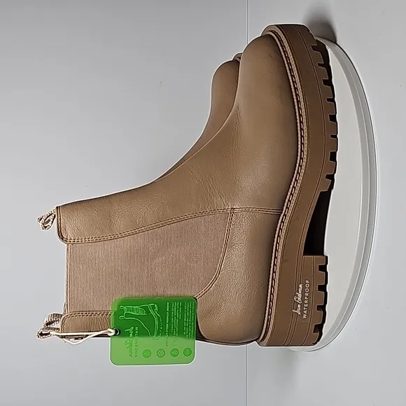 Sam Edelman Laguna Chelsea Boots Lug Sole Waterproof Pull-On‎ Leather Beige 9