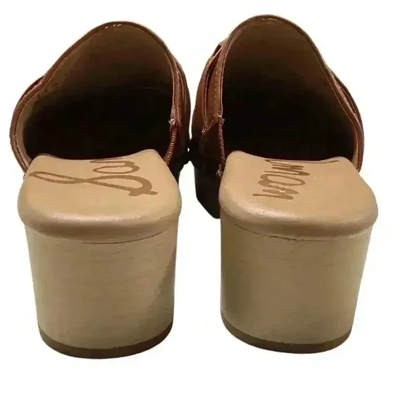 Sam Edelman Mule Clogs Shoes Women 7.5 38 Brown Kaye Vegan Leather Studs NEW
