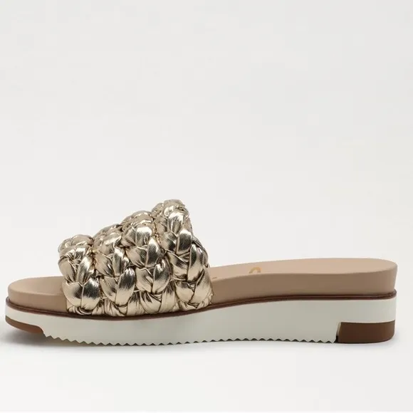 SAME EDELMAN Ainslie gold braided  hold slide sandals