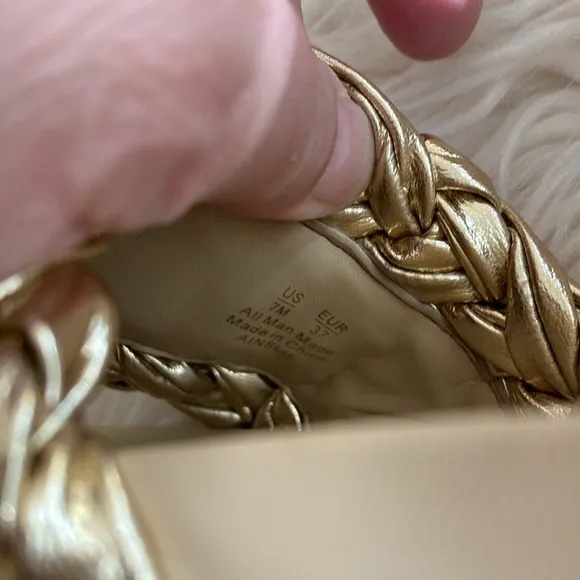 SAME EDELMAN Ainslie gold braided  hold slide sandals