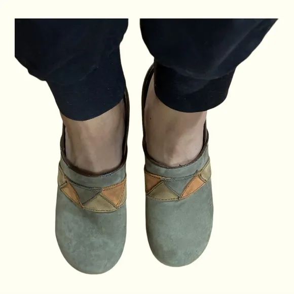 SANITA Danish Leather ClogsGray/Orange/BrownWomen's Size US 11 EUR 42