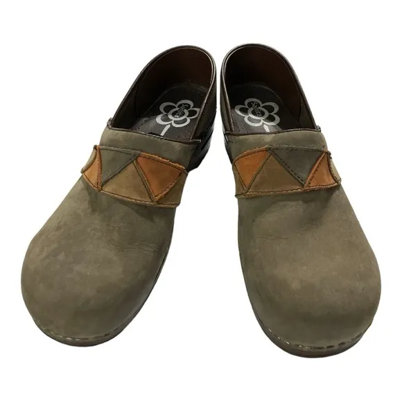 SANITA Danish Leather ClogsGray/Orange/BrownWomen's Size US 11 EUR 42