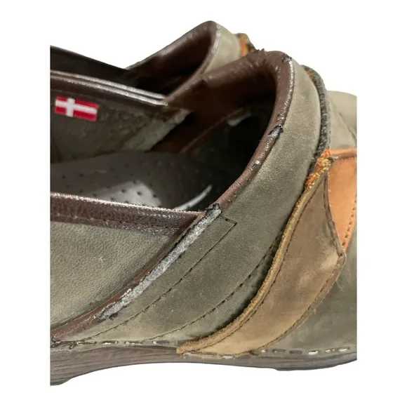SANITA Danish Leather ClogsGray/Orange/BrownWomen's Size US 11 EUR 42