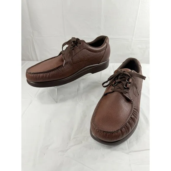 Sas Bout Time Lace Up Loafer Brown Pebble Leather Men's size 14 M