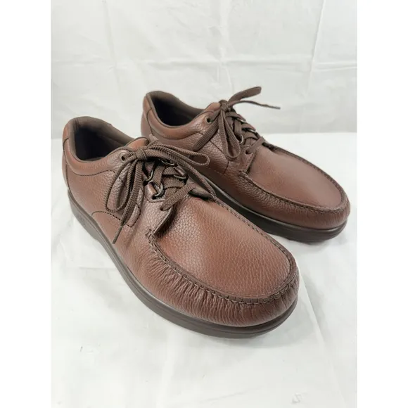 Sas Bout Time Lace Up Loafer Brown Pebble Leather Men's size 14 M