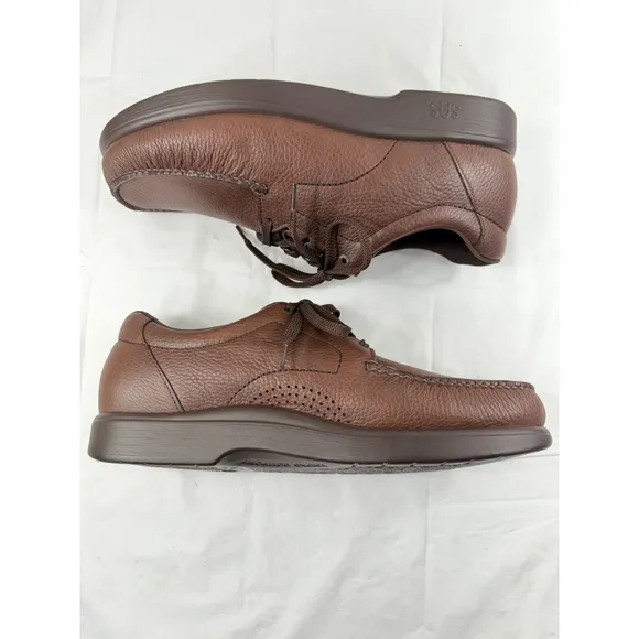 Sas Bout Time Lace Up Loafer Brown Pebble Leather Men's size 14 M