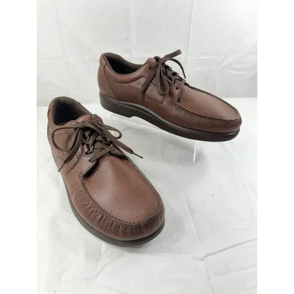 Sas Bout Time Lace Up Loafer Brown Pebble Leather Men's size 14 M