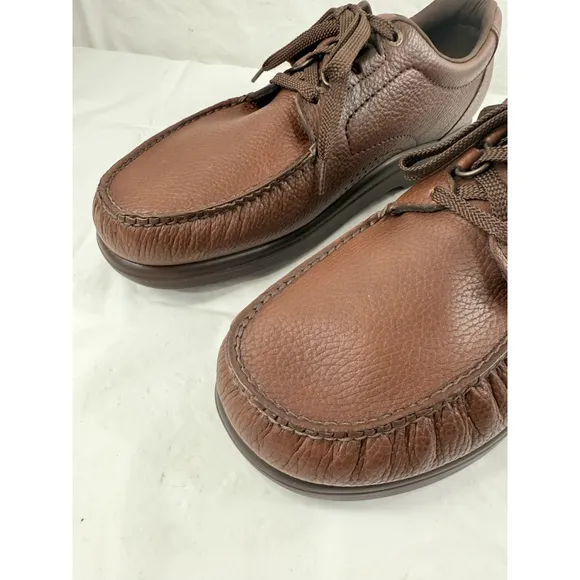 Sas Bout Time Lace Up Loafer Brown Pebble Leather Men's size 14 M
